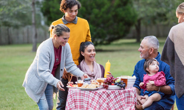 Enjoying a festive Thanksgiving gathering on a well-patched lawn