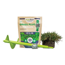 Load image into Gallery viewer, SodPods® Zoysia Grass Plugs with Power Planter Auger and NutriPod® Plant Food
